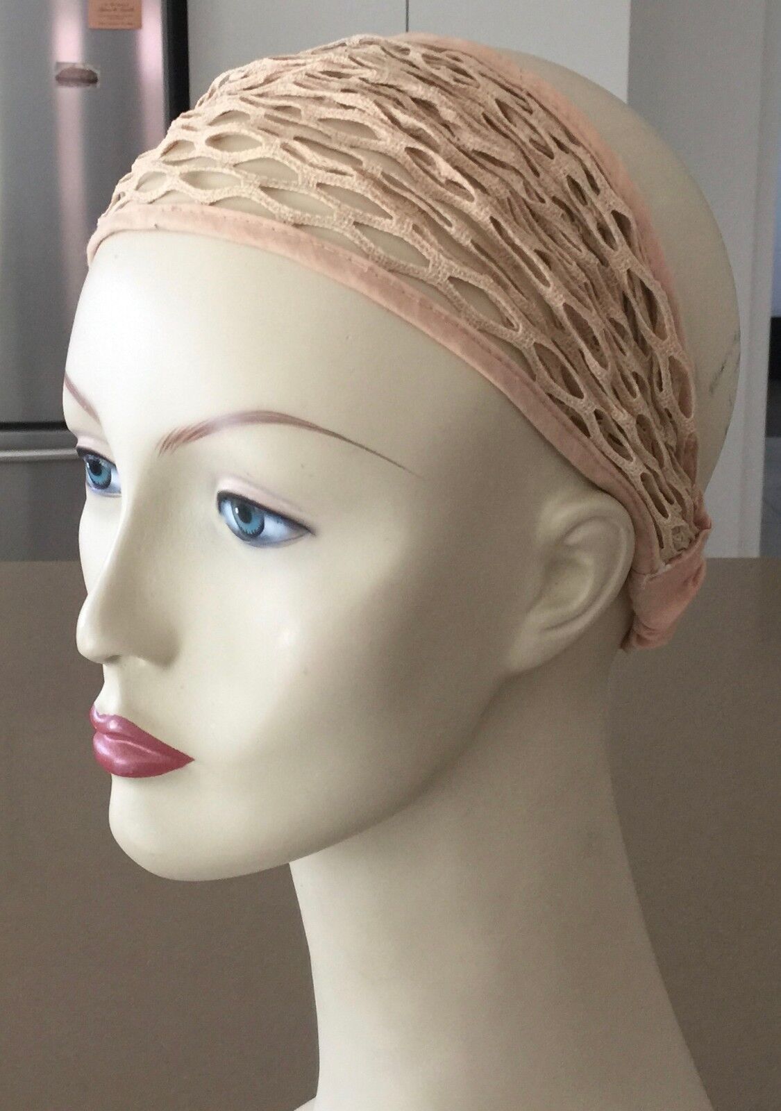 HEADBAND Beige Net Elastic Stretch Fit 60cm Head (1) Hair Band Retro Gem NEW