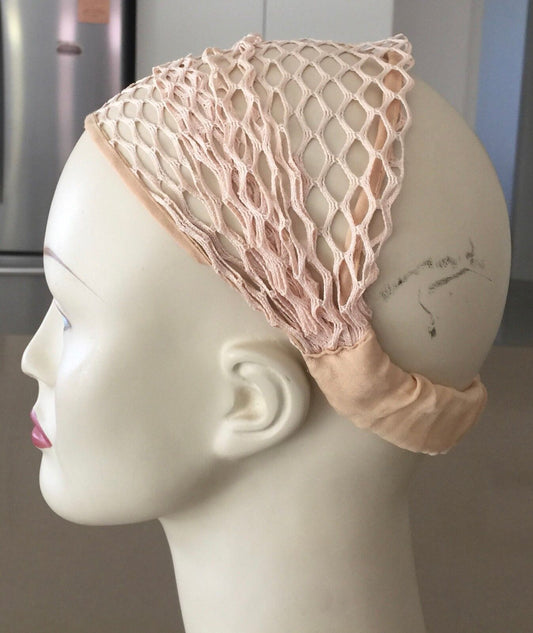 HEADBAND Cotton Beige Net Elastic Stretch to Fit 52cm Head (2) Hair band NEW