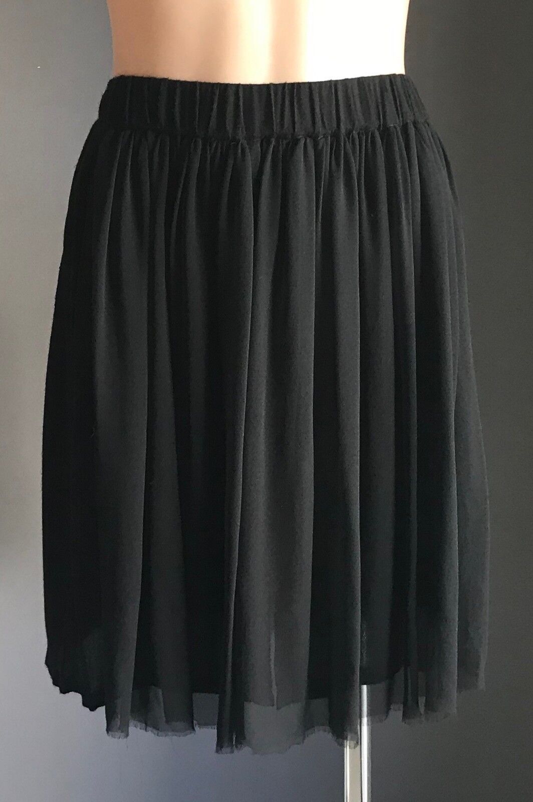 RAQUEL ALLEGRA Skirt Black Silk Overlay Elastic Waist Size EU 2 AU 10