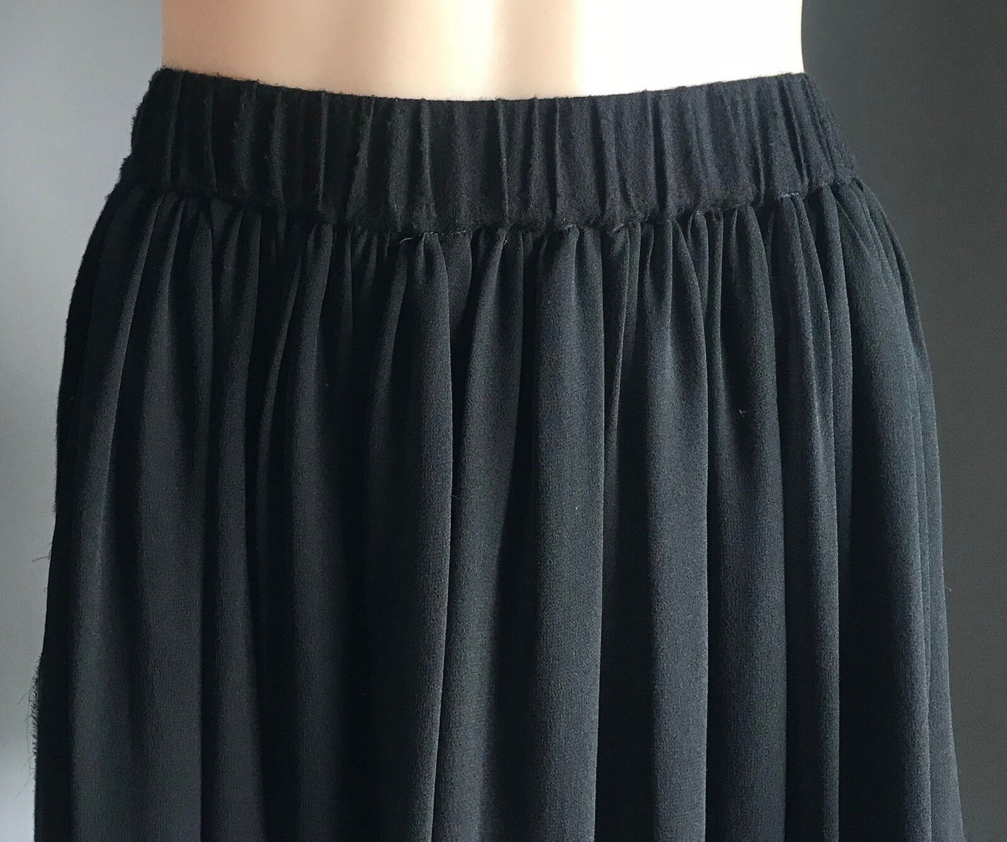 RAQUEL ALLEGRA Skirt Black Silk Overlay Elastic Waist Size EU 2 AU 10