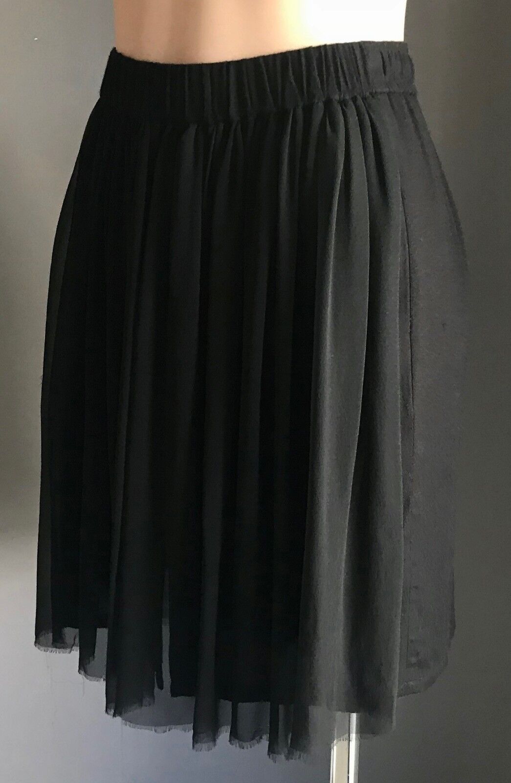 RAQUEL ALLEGRA Skirt Black Silk Overlay Elastic Waist Size EU 2 AU 10