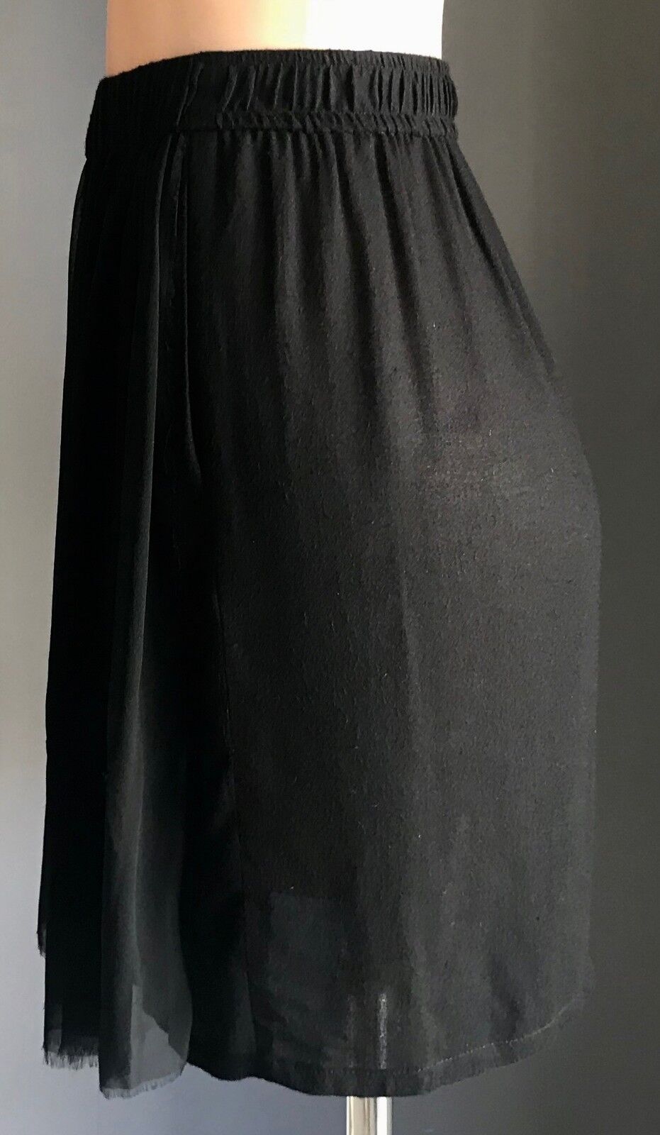 RAQUEL ALLEGRA Skirt Black Silk Overlay Elastic Waist Size EU 2 AU 10