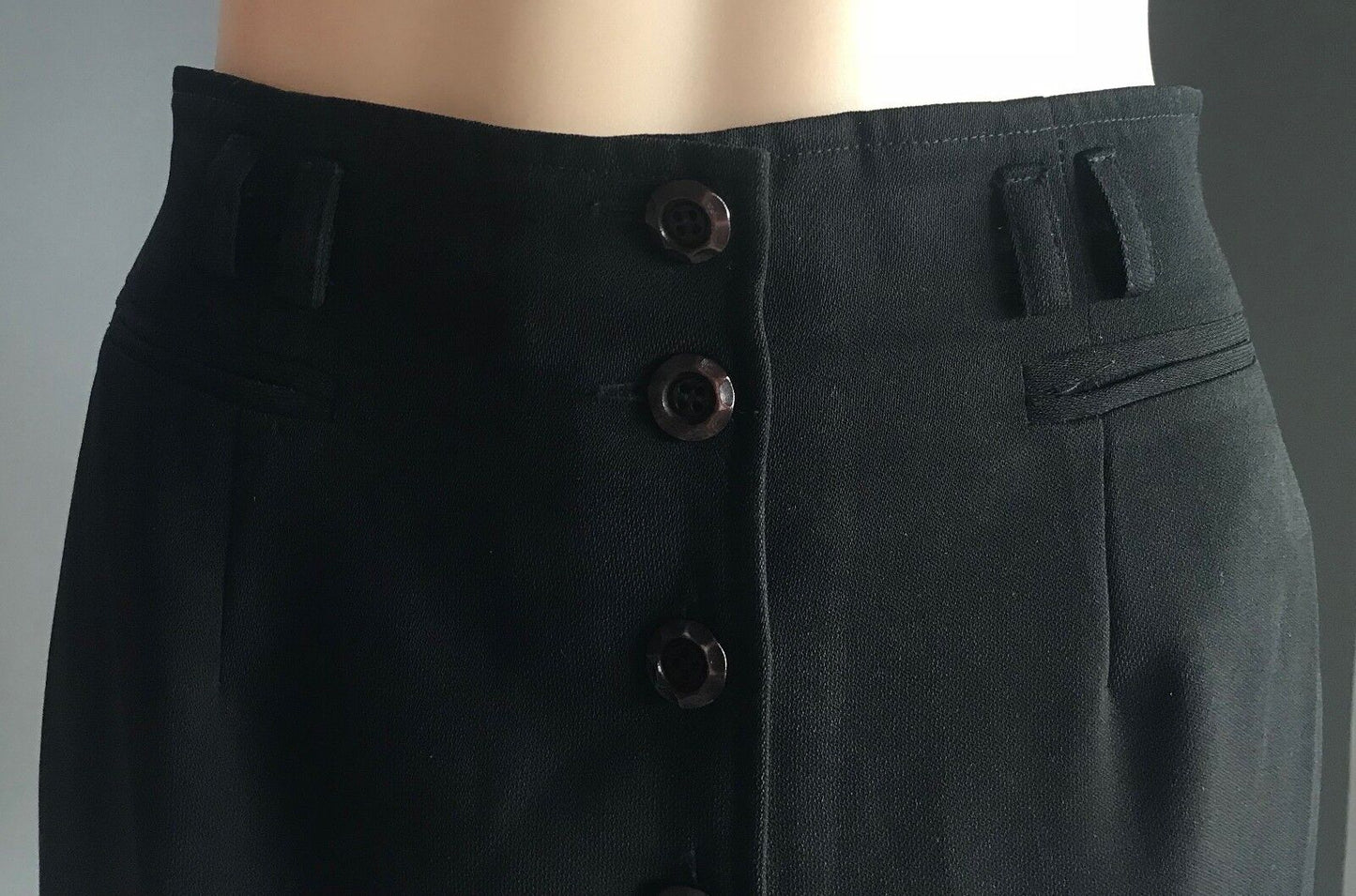 A LAI Skirt Black A-line Button Front Ladies Size M 10 Vintage