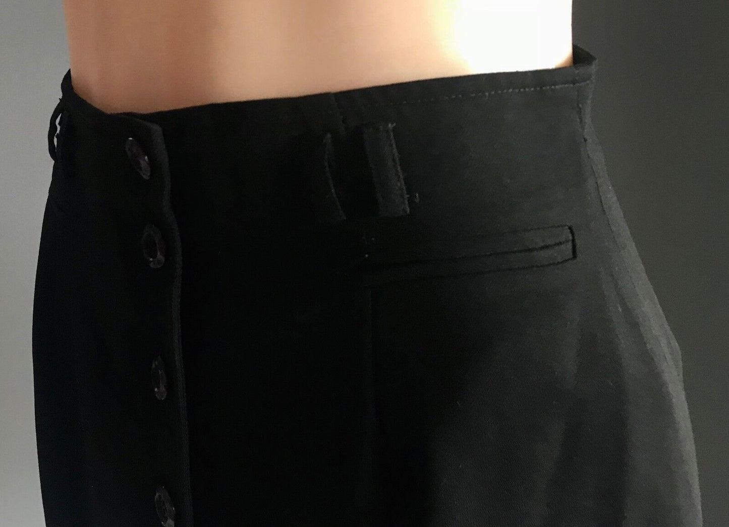 A LAI Skirt Black A-line Button Front Ladies Size M 10 Vintage