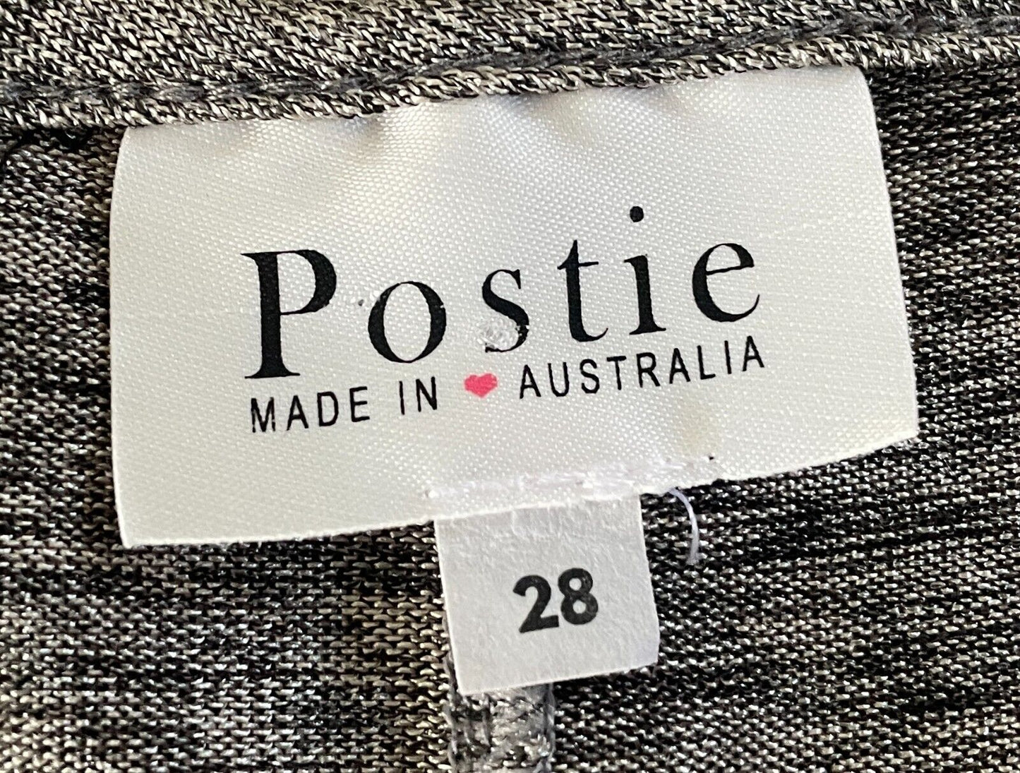 POSTIE "Slinky" Top 3/4 Sleeve Black Grey Marl Fabric Asymmetric Hem Plus Sze 28