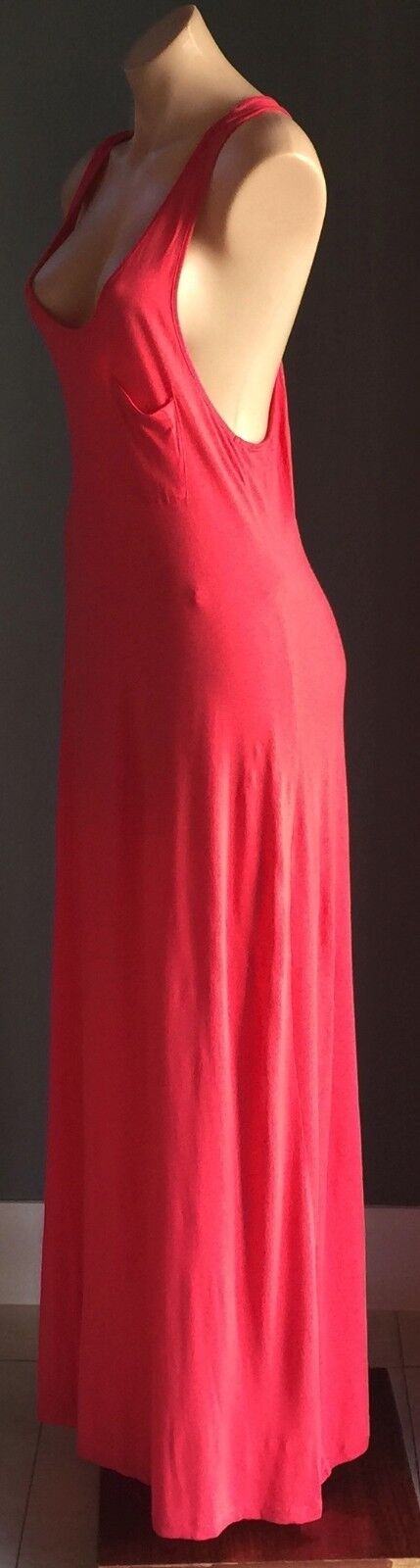 Maxi Dress TARGET Coral Red Stretch Racer Back Long Size 14 Gorgeous