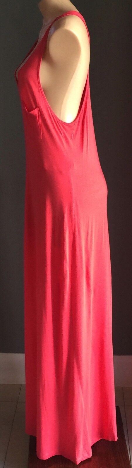 Maxi Dress TARGET Coral Red Stretch Racer Back Long Size 14 Gorgeous