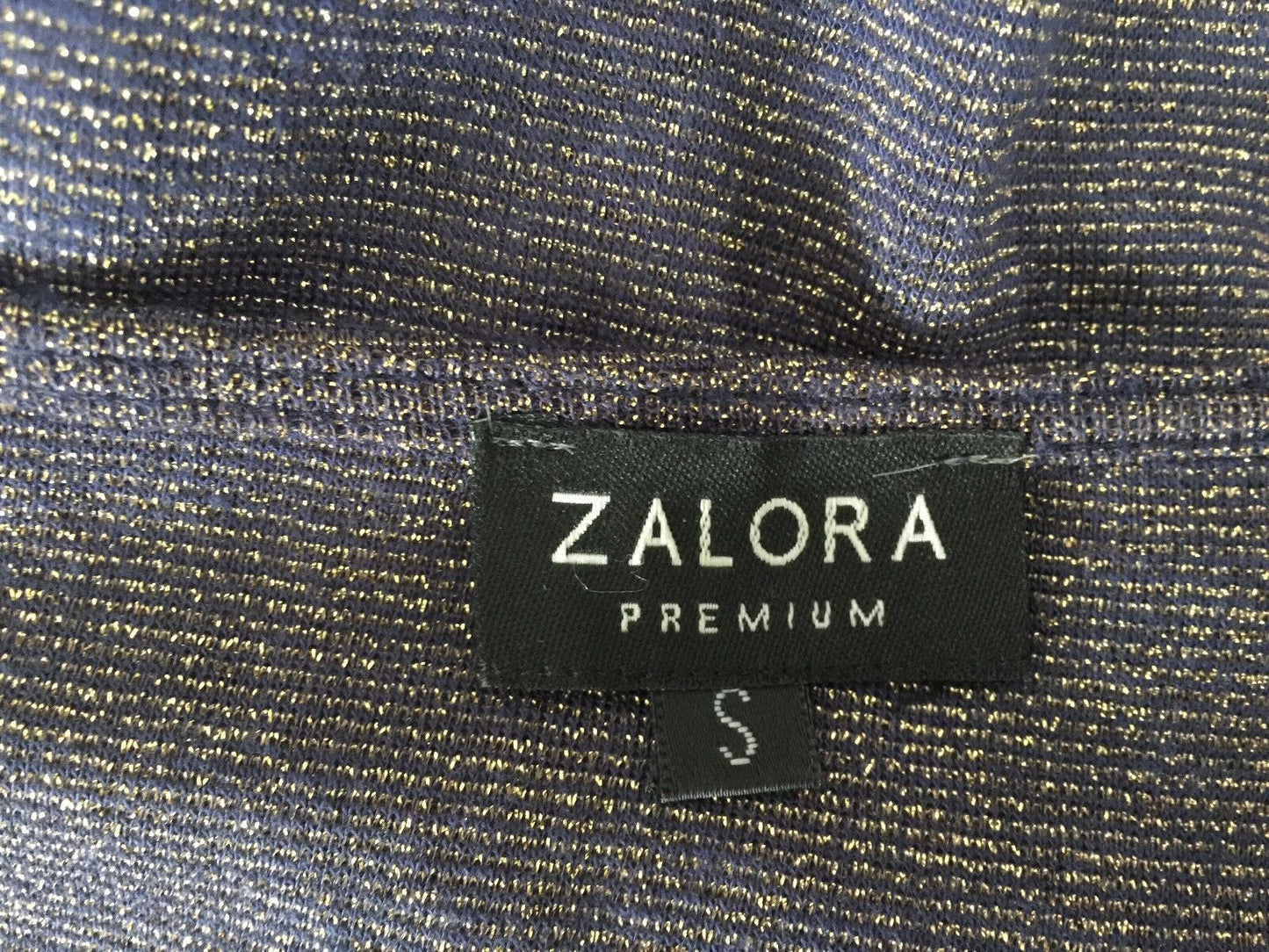 ZALORA PREMIUM Maxi Dress Navy & Gold Thread Elastic Waist Gown Size S  10