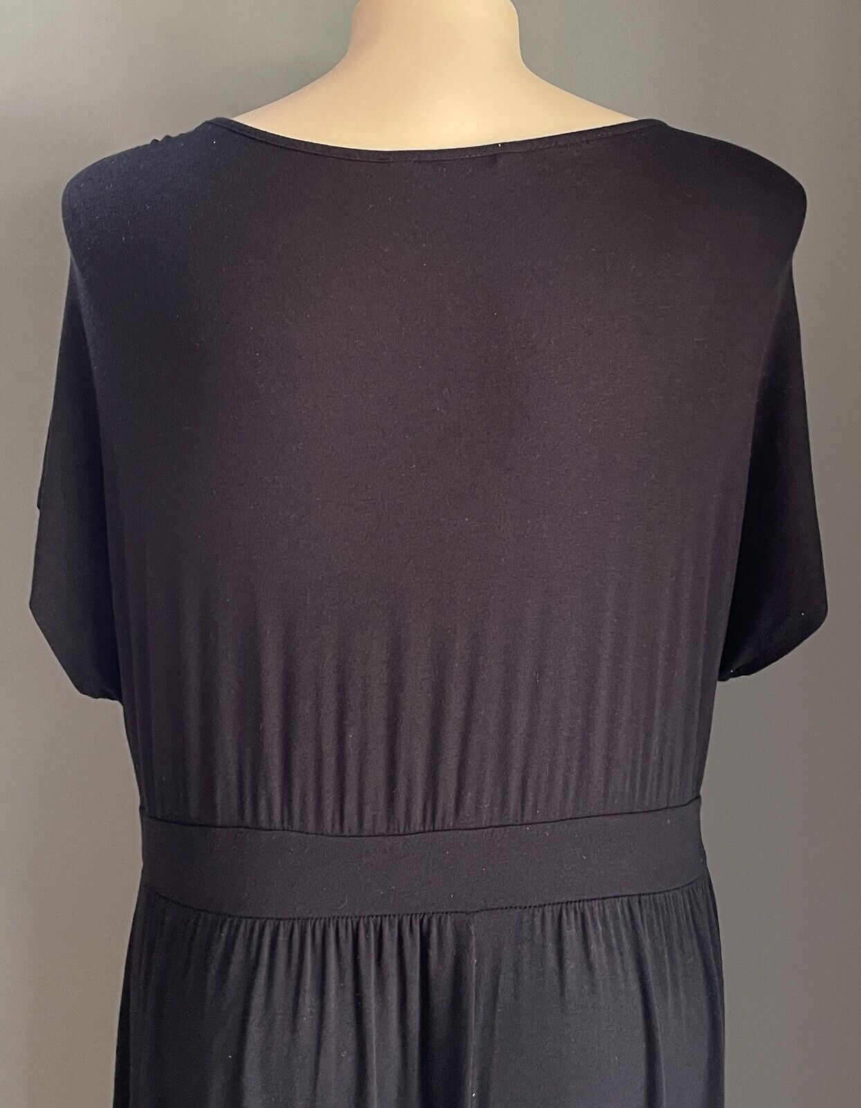 BELLE CURVE Maxi Dress Black Shift Woven Neck Detail Stretch Fabric Plus Size 20