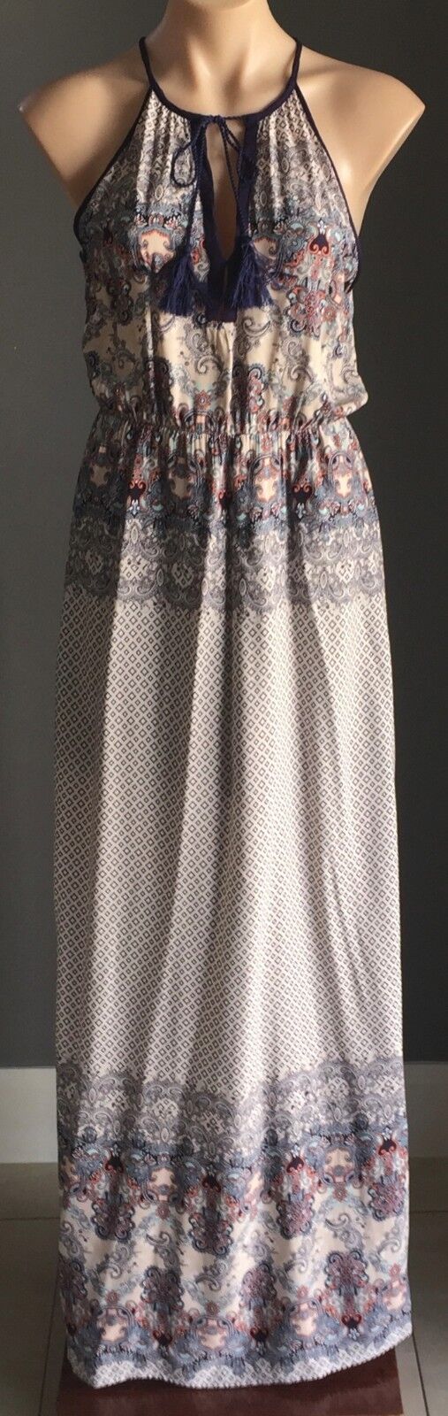 WHITE CLOSET Maxi Dress Multi Colour & Print Sleeveless Long  Size 10 Gorgeous
