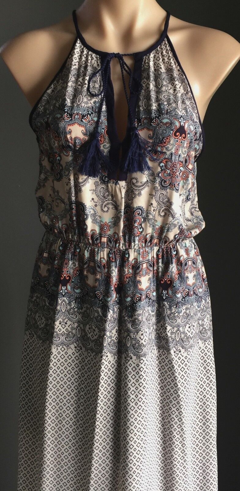 WHITE CLOSET Maxi Dress Multi Colour & Print Sleeveless Long  Size 10 Gorgeous