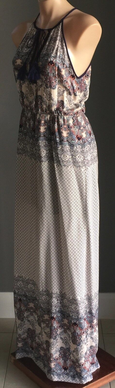 WHITE CLOSET Maxi Dress Multi Colour & Print Sleeveless Long  Size 10 Gorgeous