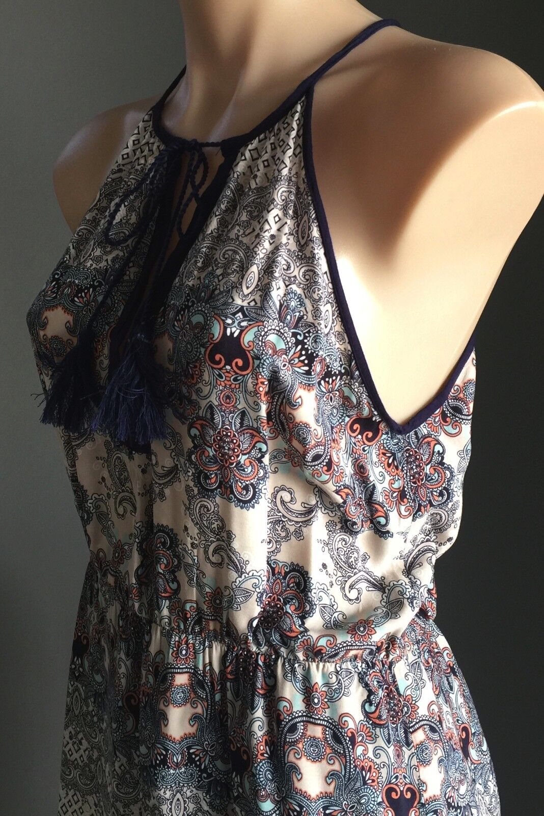 WHITE CLOSET Maxi Dress Multi Colour & Print Sleeveless Long  Size 10 Gorgeous