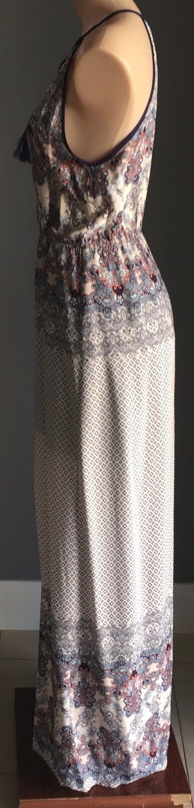 WHITE CLOSET Maxi Dress Multi Colour & Print Sleeveless Long  Size 10 Gorgeous
