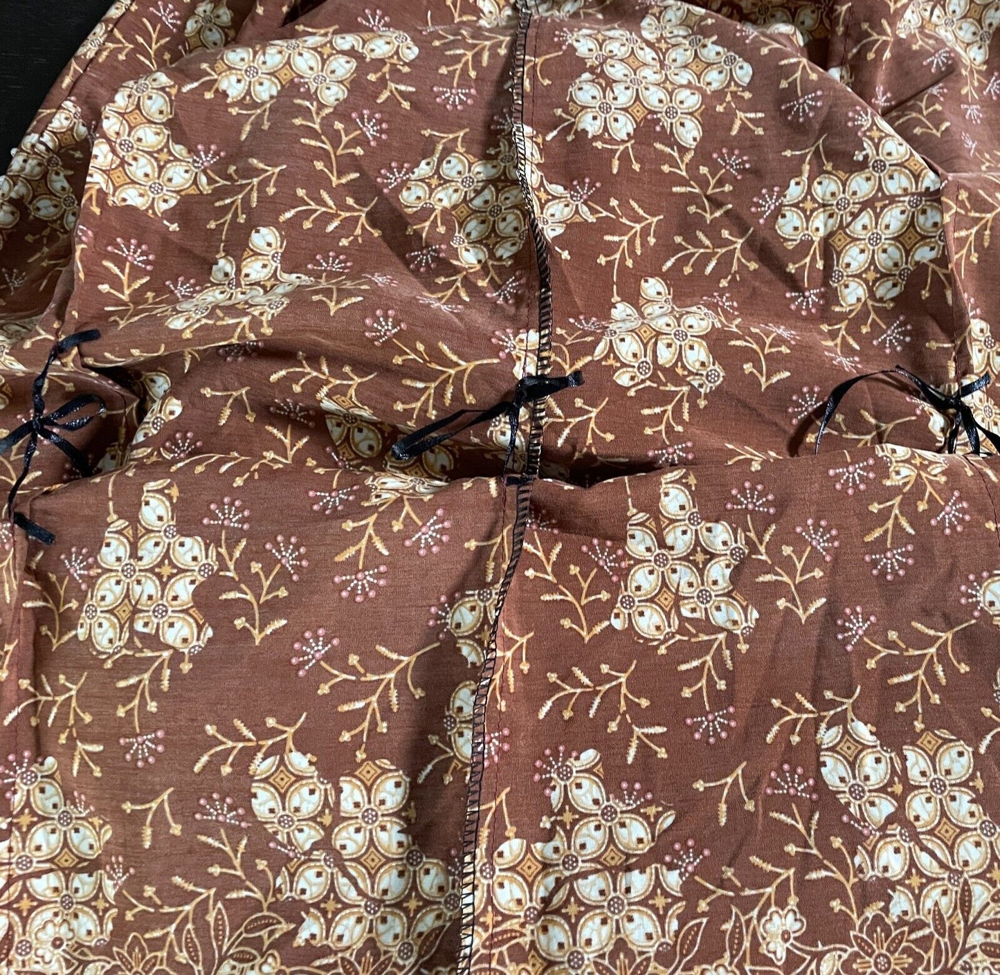 BATIK Skirt Brown Floral Fabric Strapless Dress Pick Ups Elastic Waist Sz 10 NEW