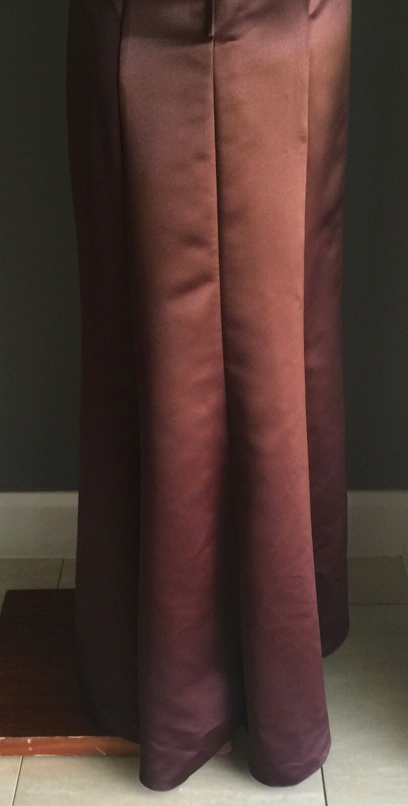 Maxi Dress MARI GOURLAY Empire Waist Gown Brown Long Strapless Size 14 NEW