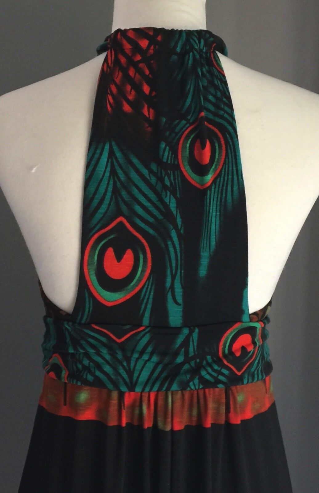 KITTY KAT Maxi Dress MultiColoured Print Keyhole Long Ladies Size 12 Unique NEW