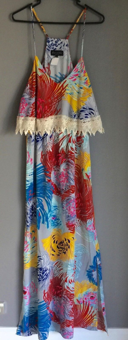 Maxi Dress SAVANNAH RAE Floral MultiColoured Ladies Size L 10  12 Gorgeous