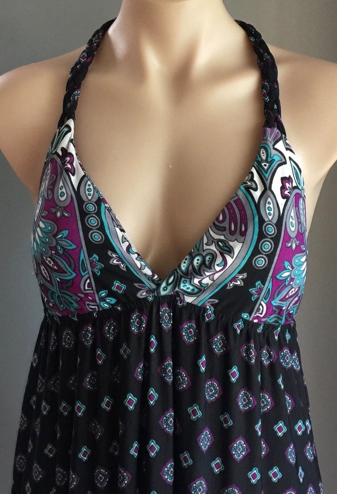 Maxi Dress FAHRENHEIT MultiColoured & Print Stretch Sleeveless Ladies Sz 12 NEW