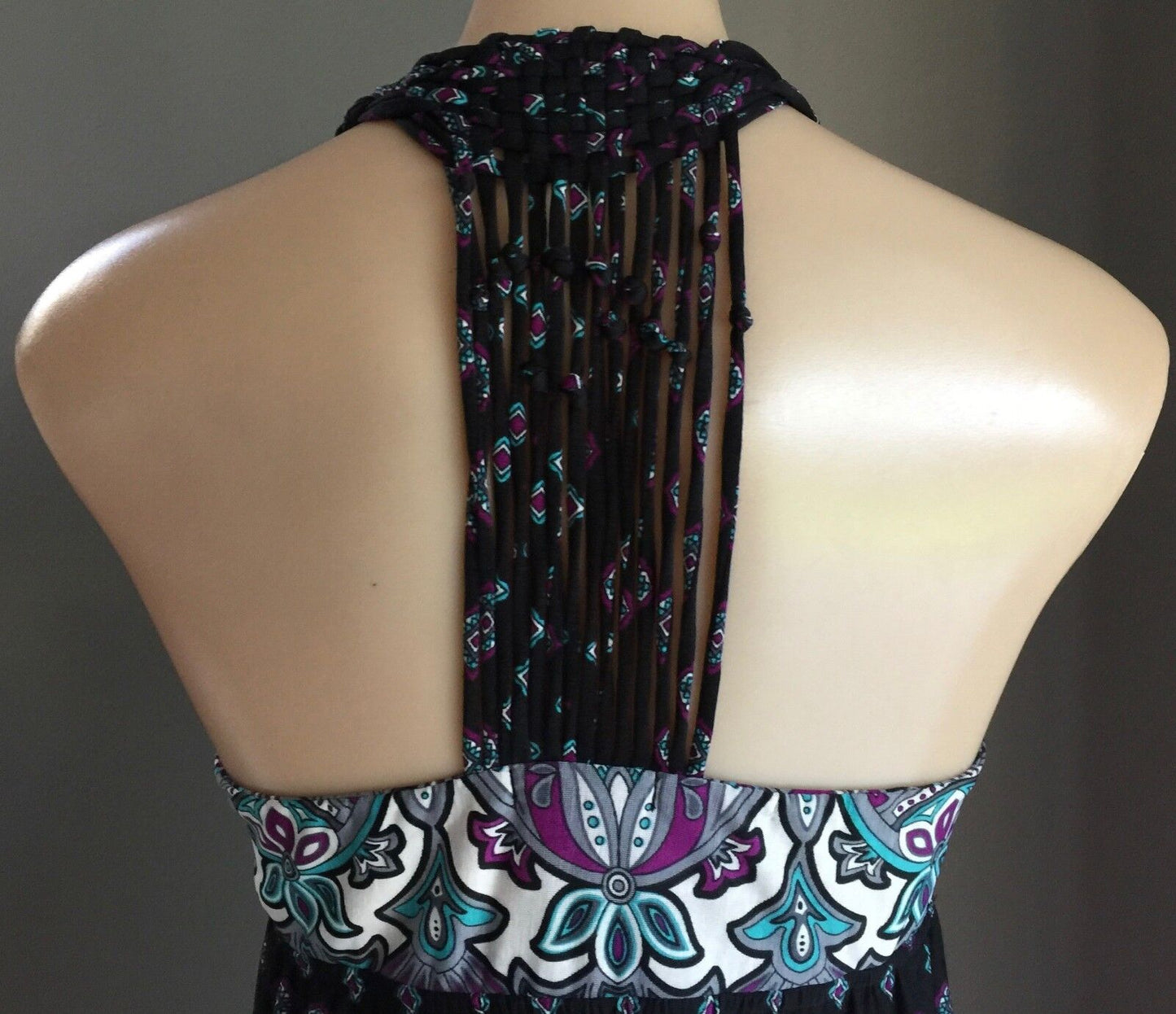 Maxi Dress FAHRENHEIT MultiColoured & Print Stretch Sleeveless Ladies Sz 12 NEW