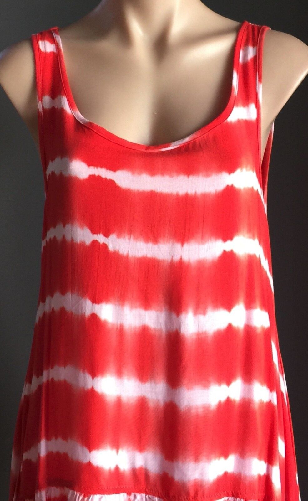 Maxi Dress SLIDE SHOW Tie Dye Orange & White Stripe Long Ladies Size 8 10 NEW