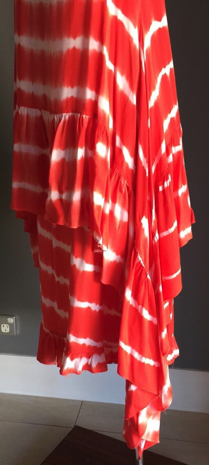 Maxi Dress SLIDE SHOW Tie Dye Orange & White Stripe Long Ladies Size 8 10 NEW