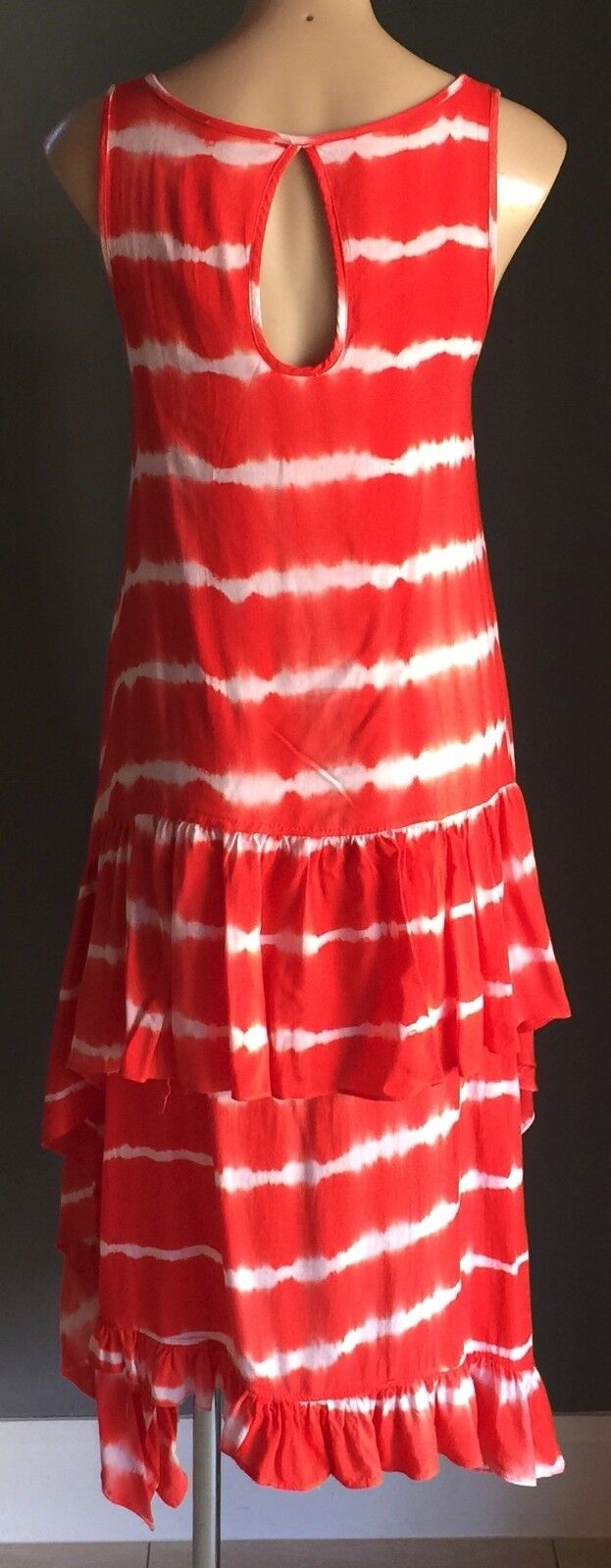 Maxi Dress SLIDE SHOW Tie Dye Orange & White Stripe Long Ladies Size 8 10 NEW