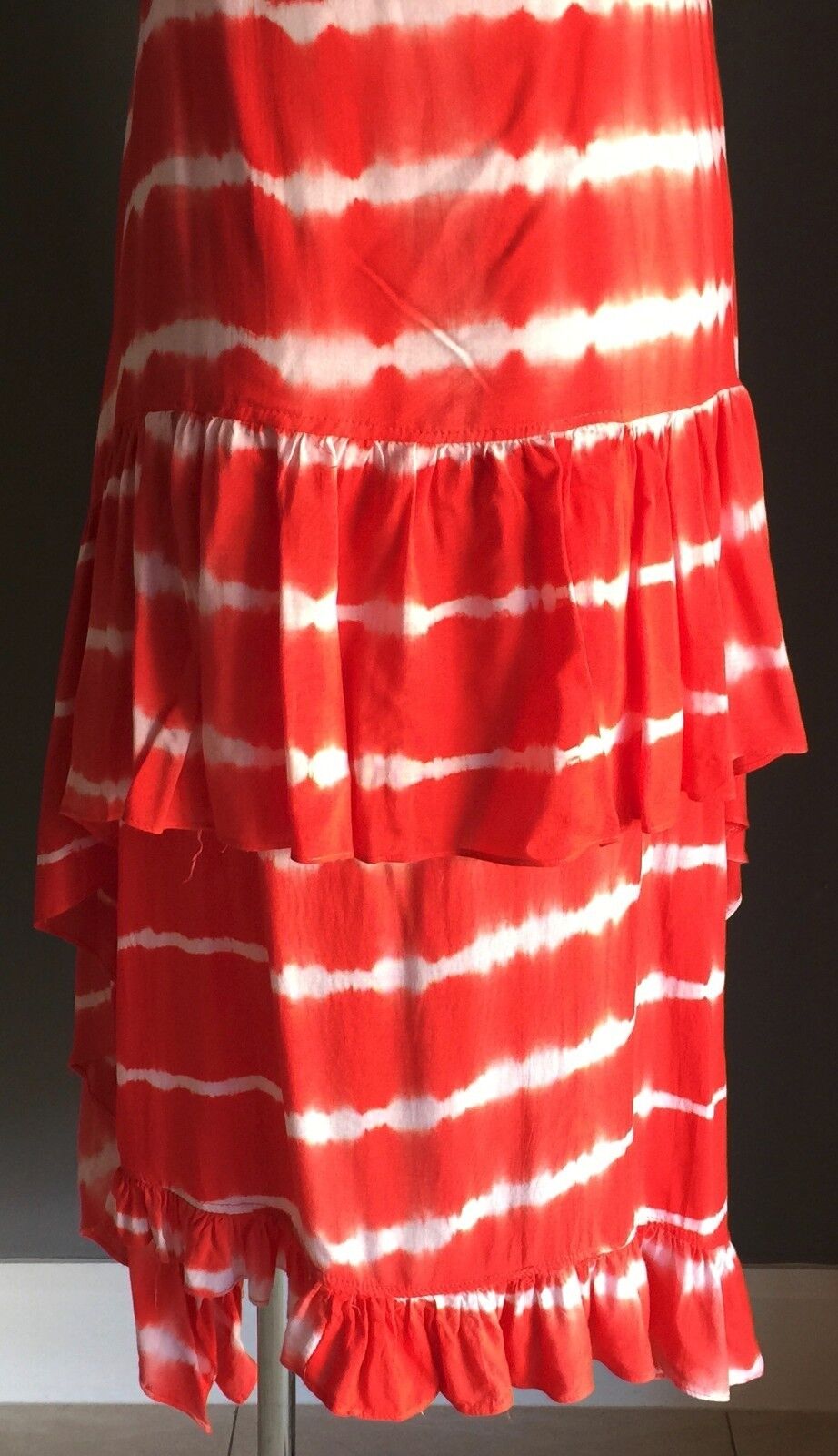 Maxi Dress SLIDE SHOW Tie Dye Orange & White Stripe Long Ladies Size 8 10 NEW