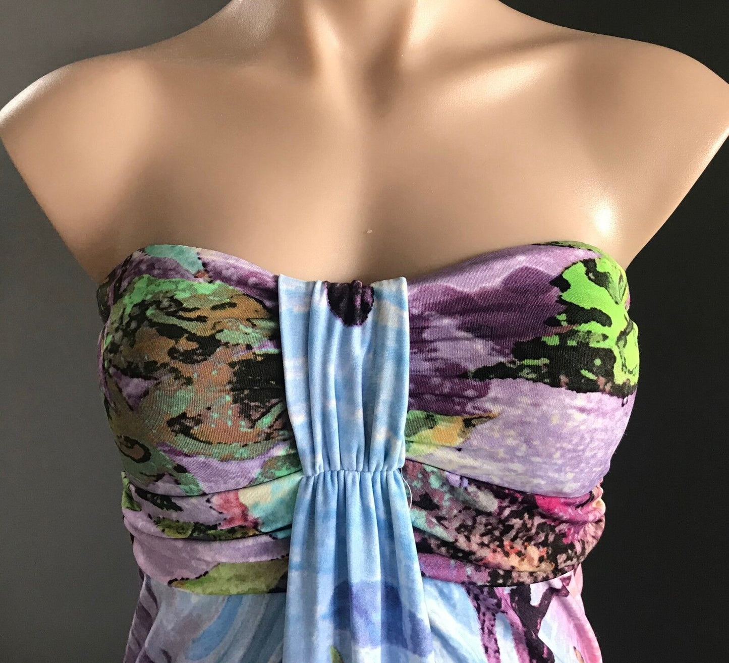 BLOCKOUT "Digital Magic" Strapless Maxi Dress Stretch ColourfuL Size S 10 NEW