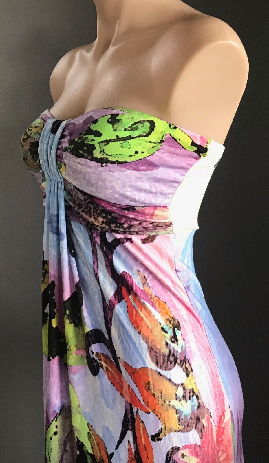 BLOCKOUT "Digital Magic" Strapless Maxi Dress Stretch ColourfuL Size S 10 NEW