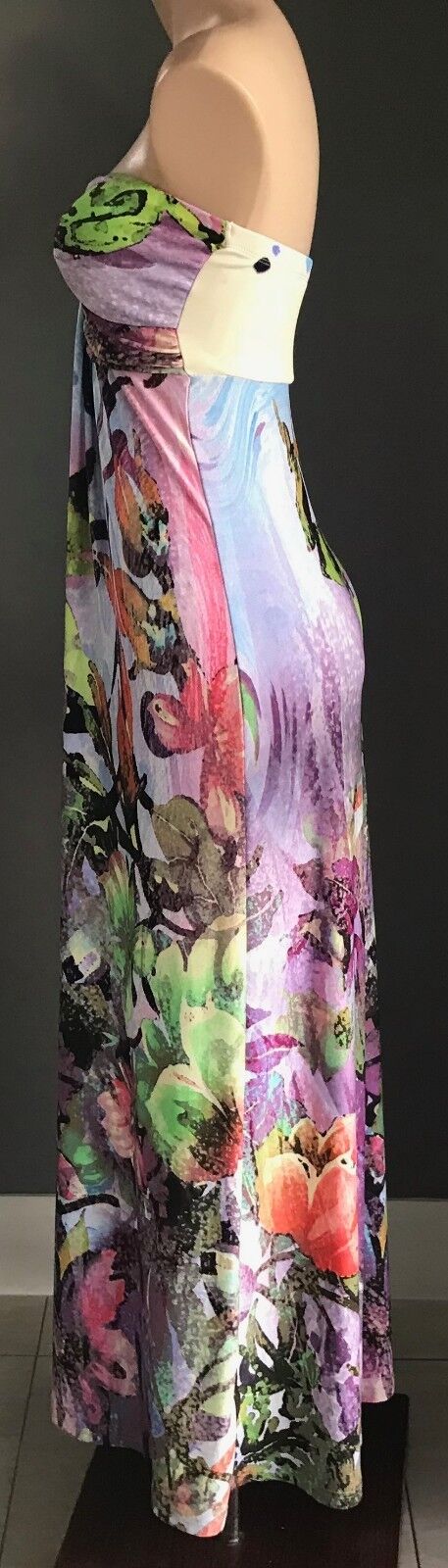 BLOCKOUT "Digital Magic" Strapless Maxi Dress Stretch ColourfuL Size S 10 NEW