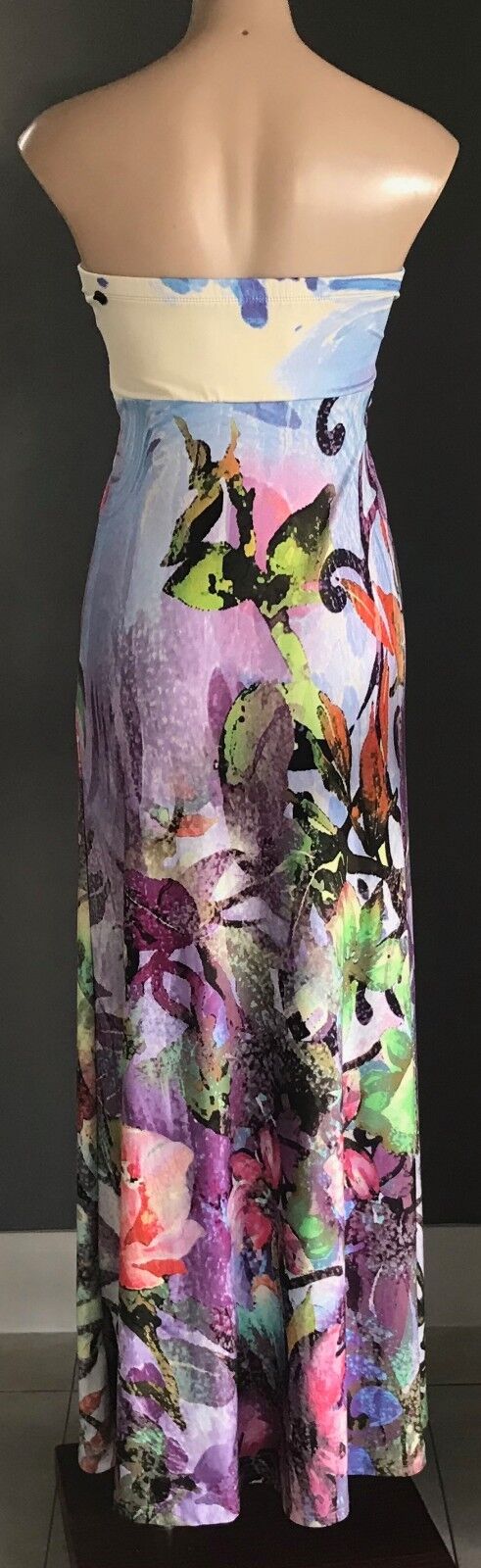BLOCKOUT "Digital Magic" Strapless Maxi Dress Stretch ColourfuL Size S 10 NEW