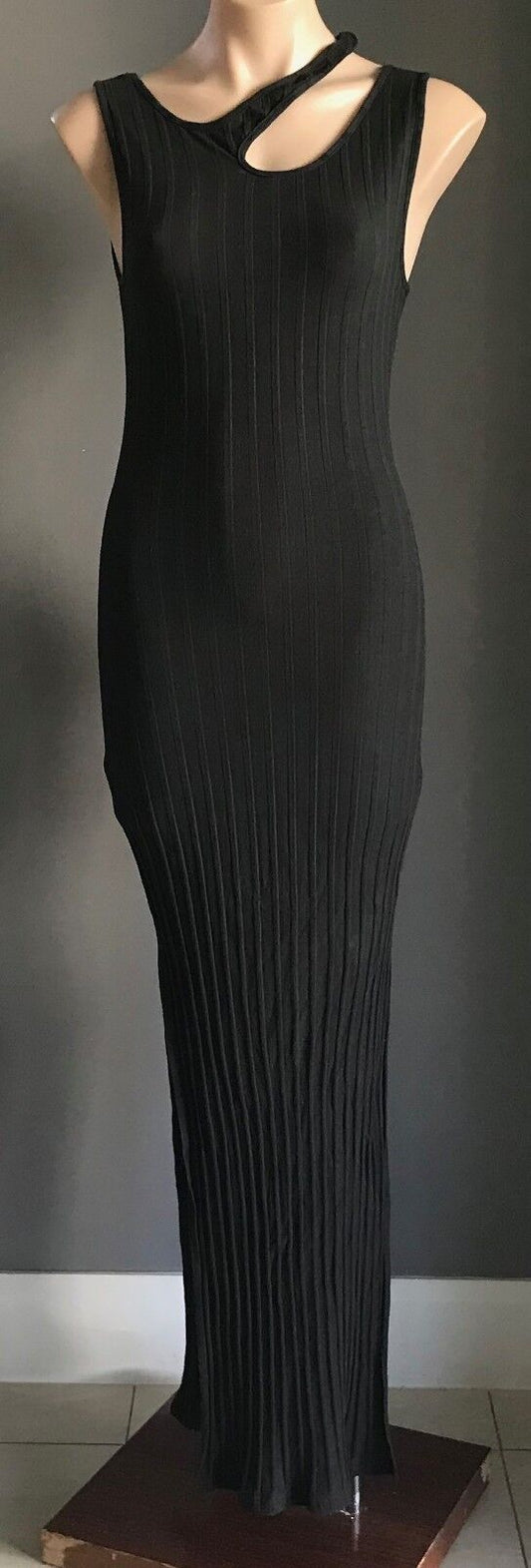 Maxi Dress MINKPINK Black Sleeveless Cut Out Neck Stretch Ribbed Size S 10 NEW