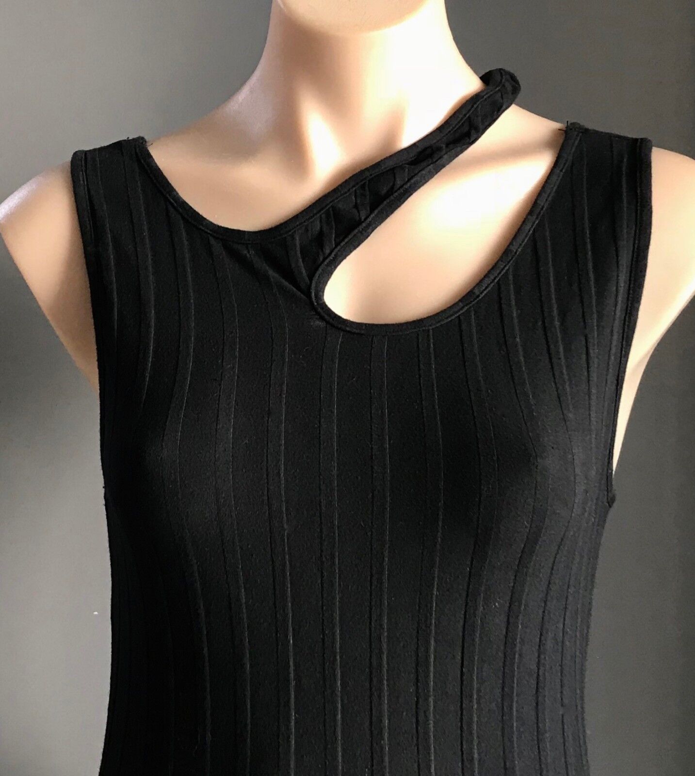 Maxi Dress MINKPINK Black Sleeveless Cut Out Neck Stretch Ribbed Size S 10 NEW