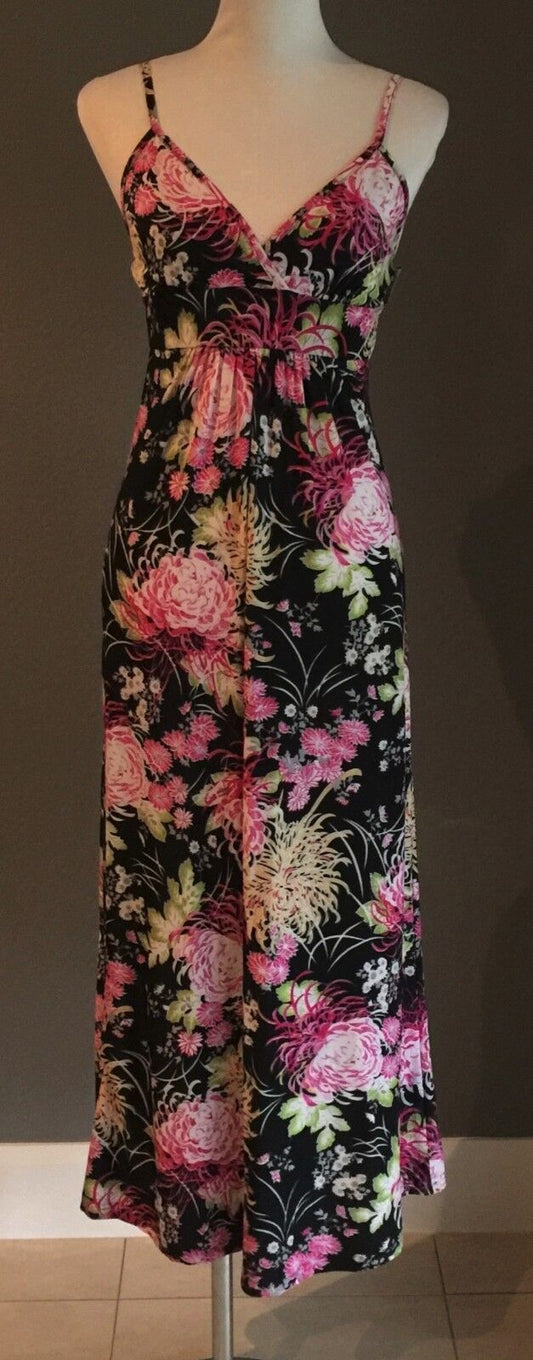 Maxi Dress MultiColoured Floral Print Feminine Long Size M 10 Great Condition