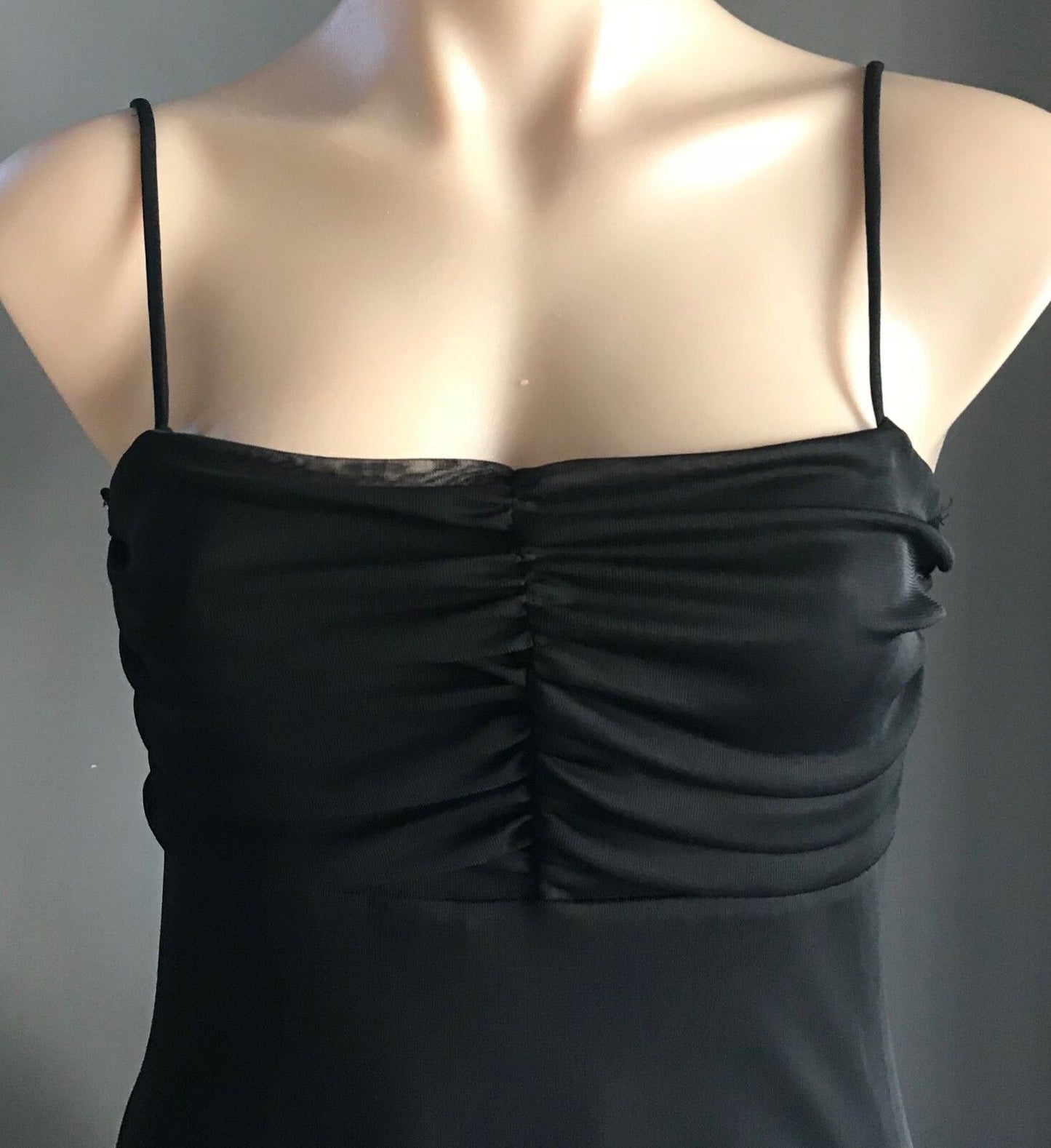 GERRY SHAW Gown Maxi Dress Sleeveless Column w Red Ruffle Hem Size 10 Vintage