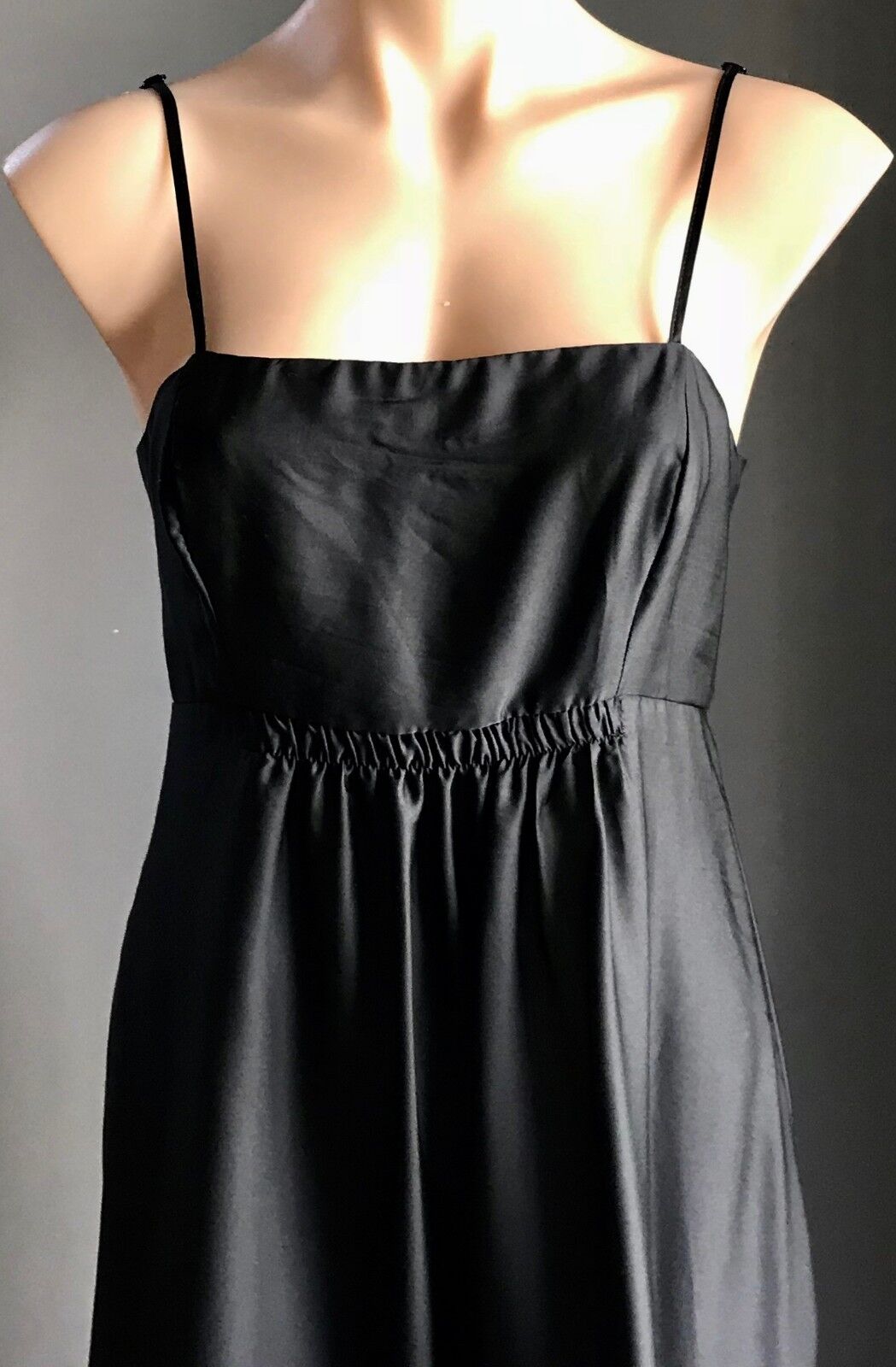 Maxi Dress UNDER COVER WEAR Black Satin Look Floral Print Hem Long Size 10