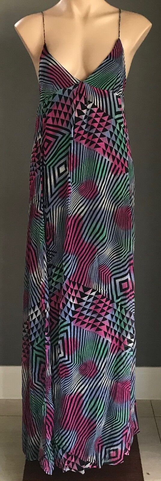 COZI by JENNIFER HAWKINS SILK Maxi Dress MultiColoured Print Size S 10 NEW