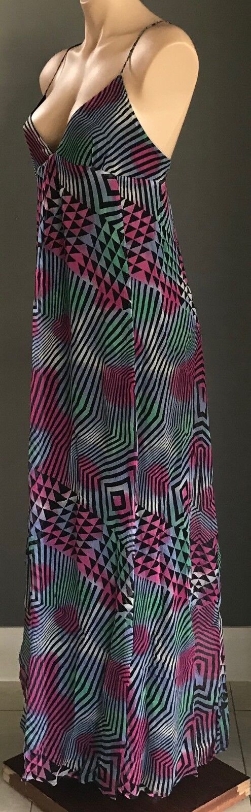 COZI by JENNIFER HAWKINS SILK Maxi Dress MultiColoured Print Size S 10 NEW