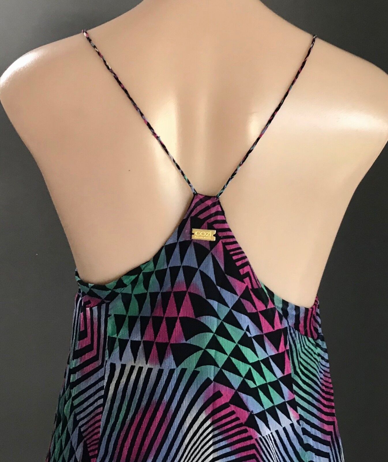 COZI by JENNIFER HAWKINS SILK Maxi Dress MultiColoured Print Size S 10 NEW