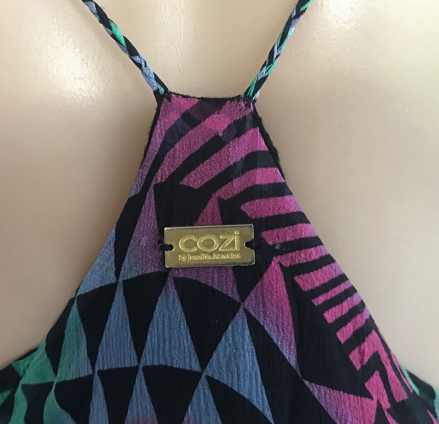 COZI by JENNIFER HAWKINS SILK Maxi Dress MultiColoured Print Size S 10 NEW