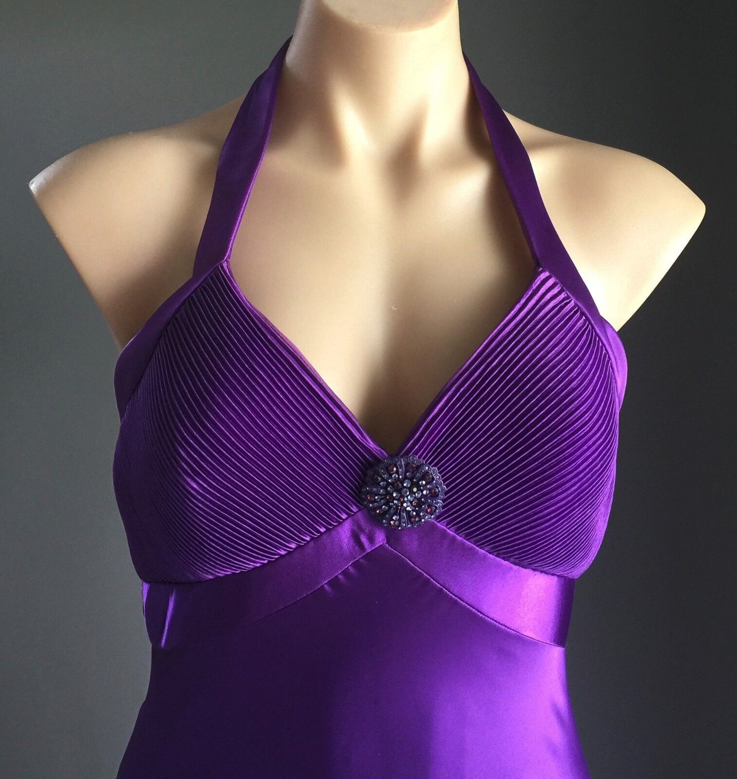 ANGELINE Maxi Dress Gown Purple Halter Neck Evening Long Size 8 10 Beautiful NEW