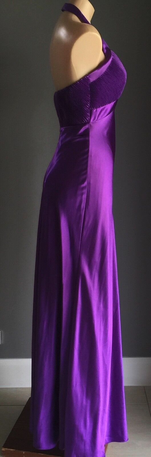ANGELINE Maxi Dress Gown Purple Halter Neck Evening Long Size 8 10 Beautiful NEW