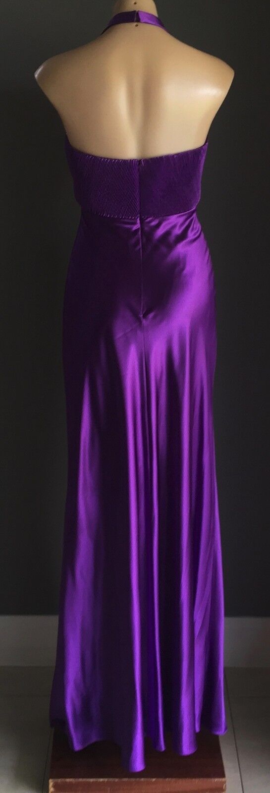 ANGELINE Maxi Dress Gown Purple Halter Neck Evening Long Size 8 10 Beautiful NEW