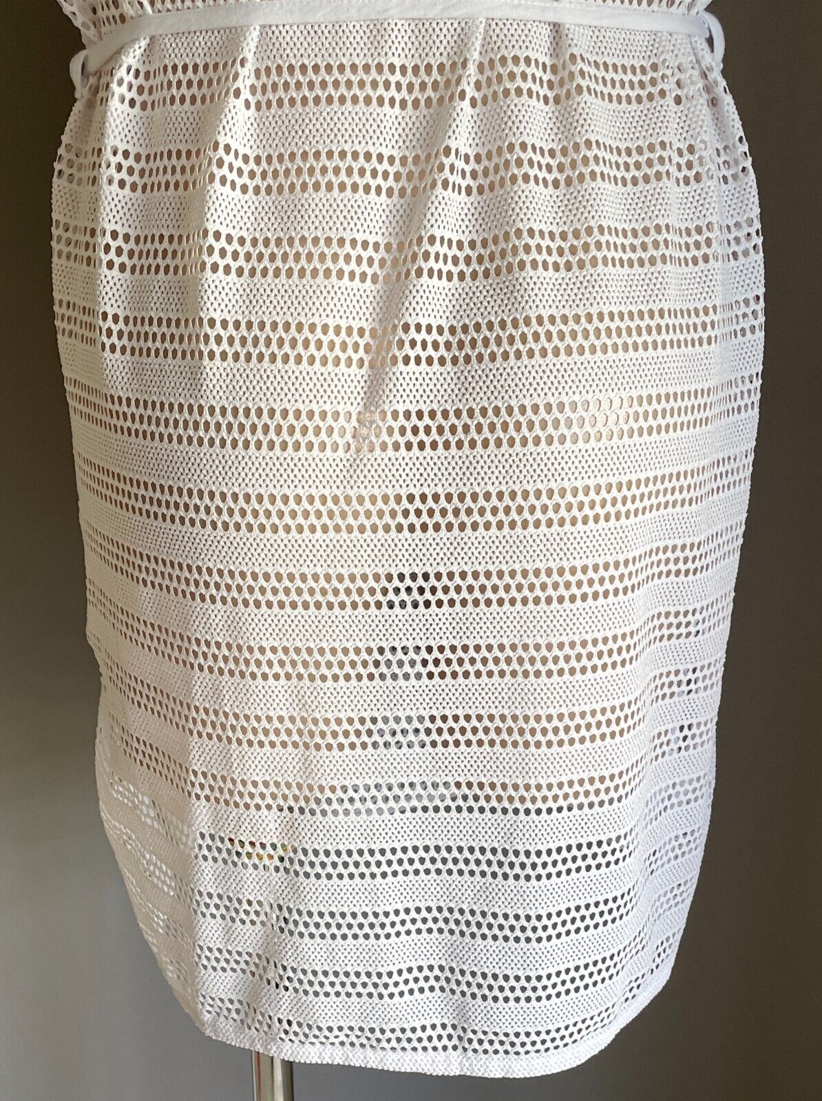CLOTHING & CO (K-MART) White Crochet Extended Sleeve Beach Cover Up Sz 8 10 NEW