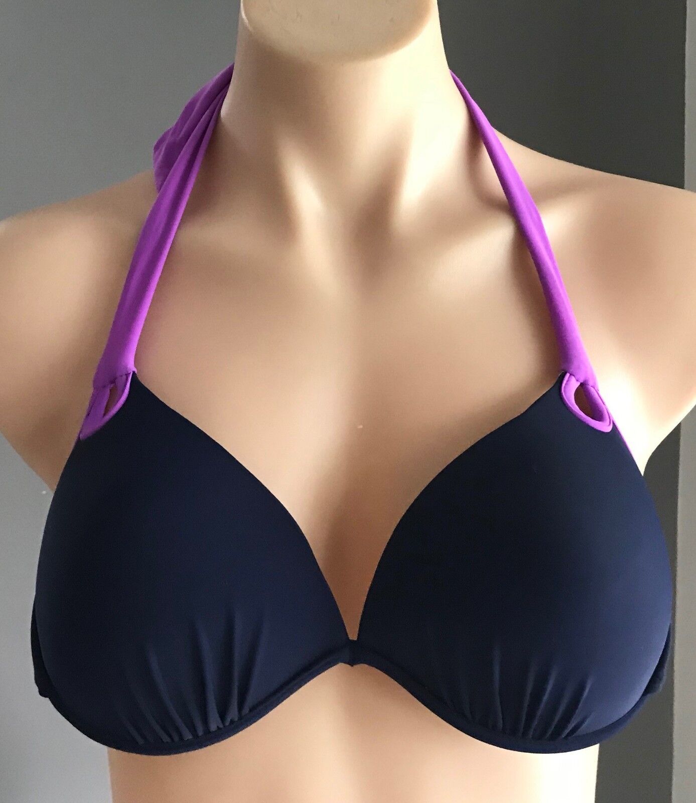BIKINI Set 2 Piece Navy Blue & Purple Trim Set Size L 12 NEW
