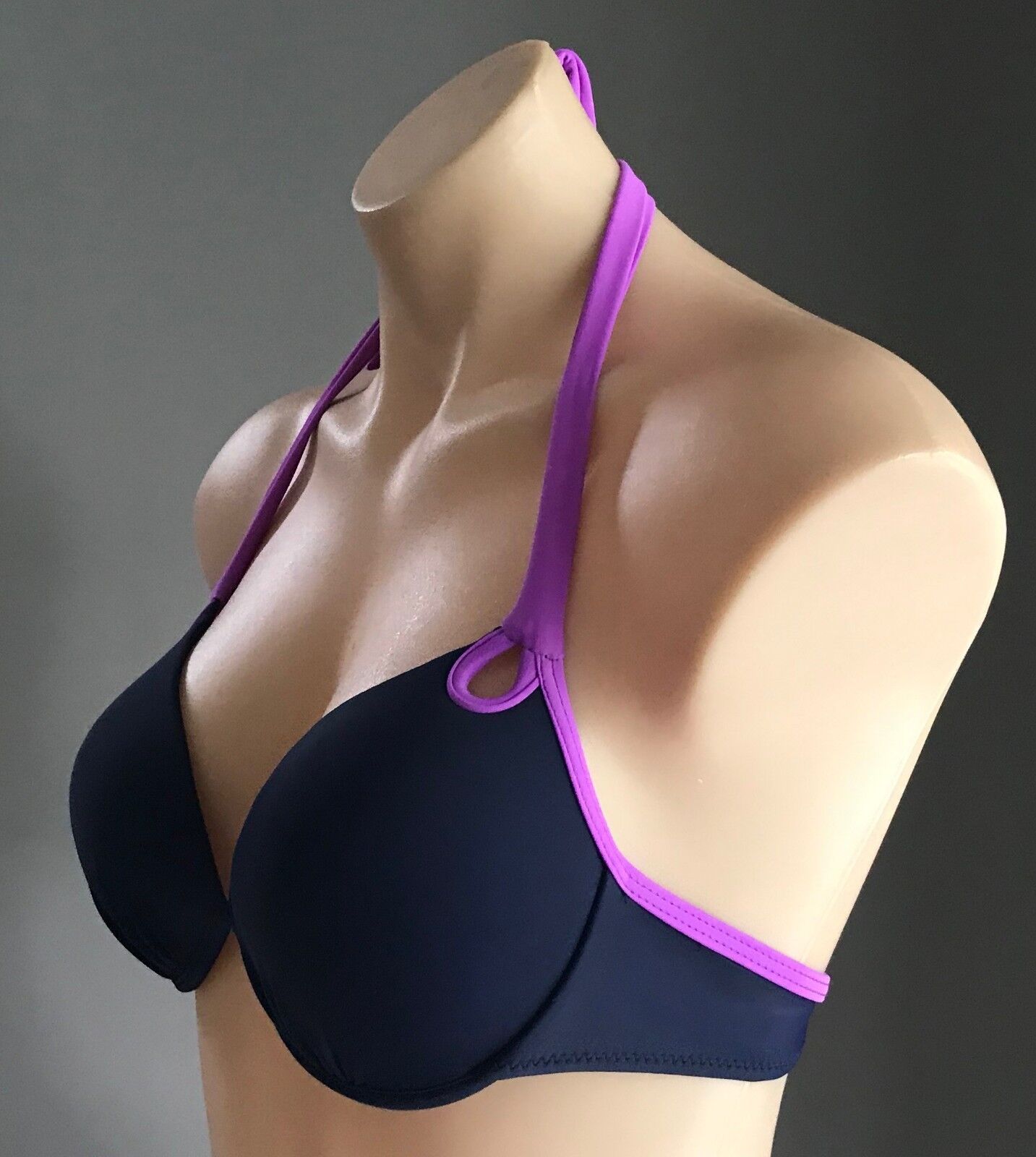 BIKINI Set 2 Piece Navy Blue & Purple Trim Set Size L 12 NEW
