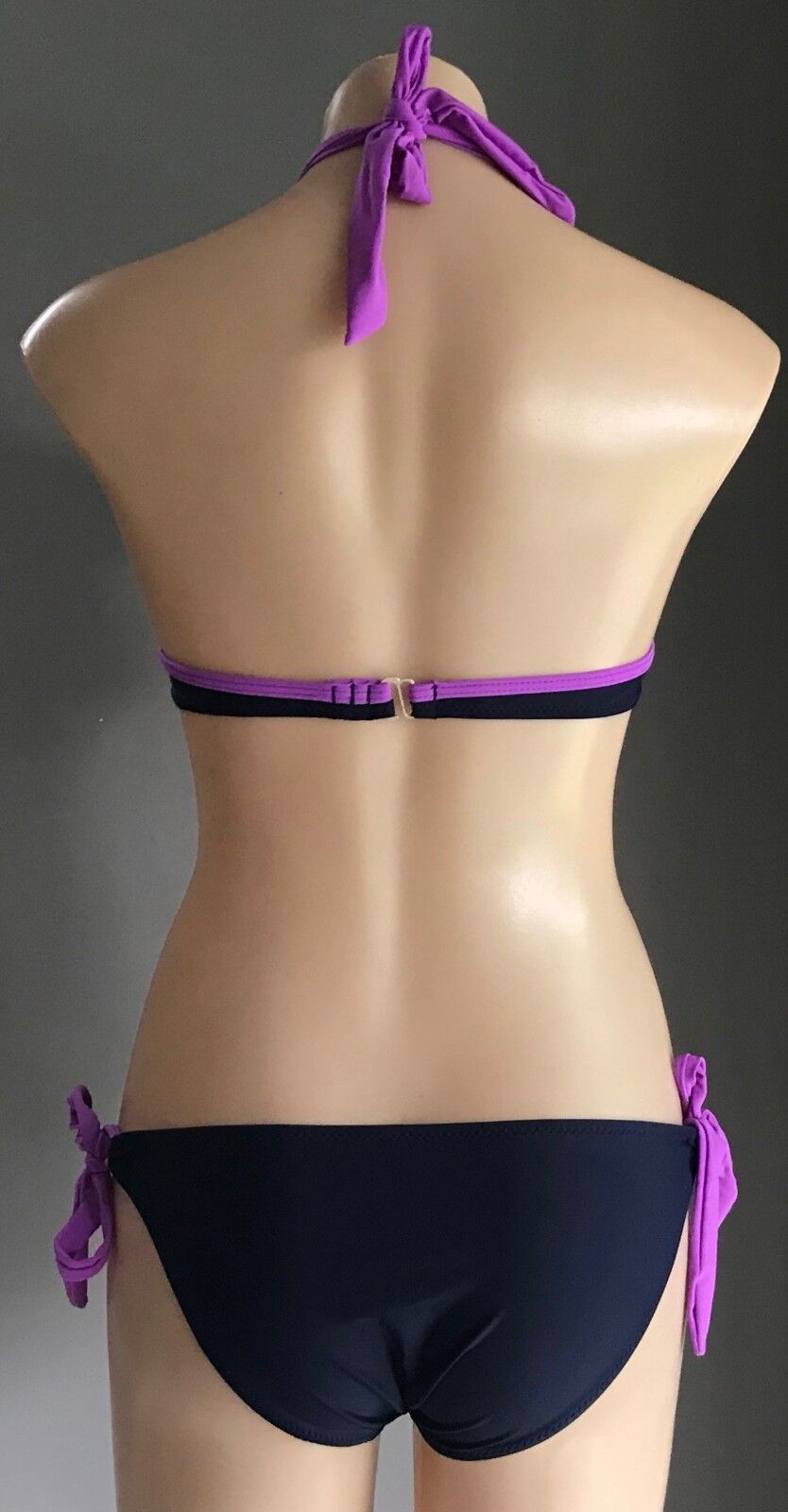 BIKINI Set 2 Piece Navy Blue & Purple Trim Set Size L 12 NEW