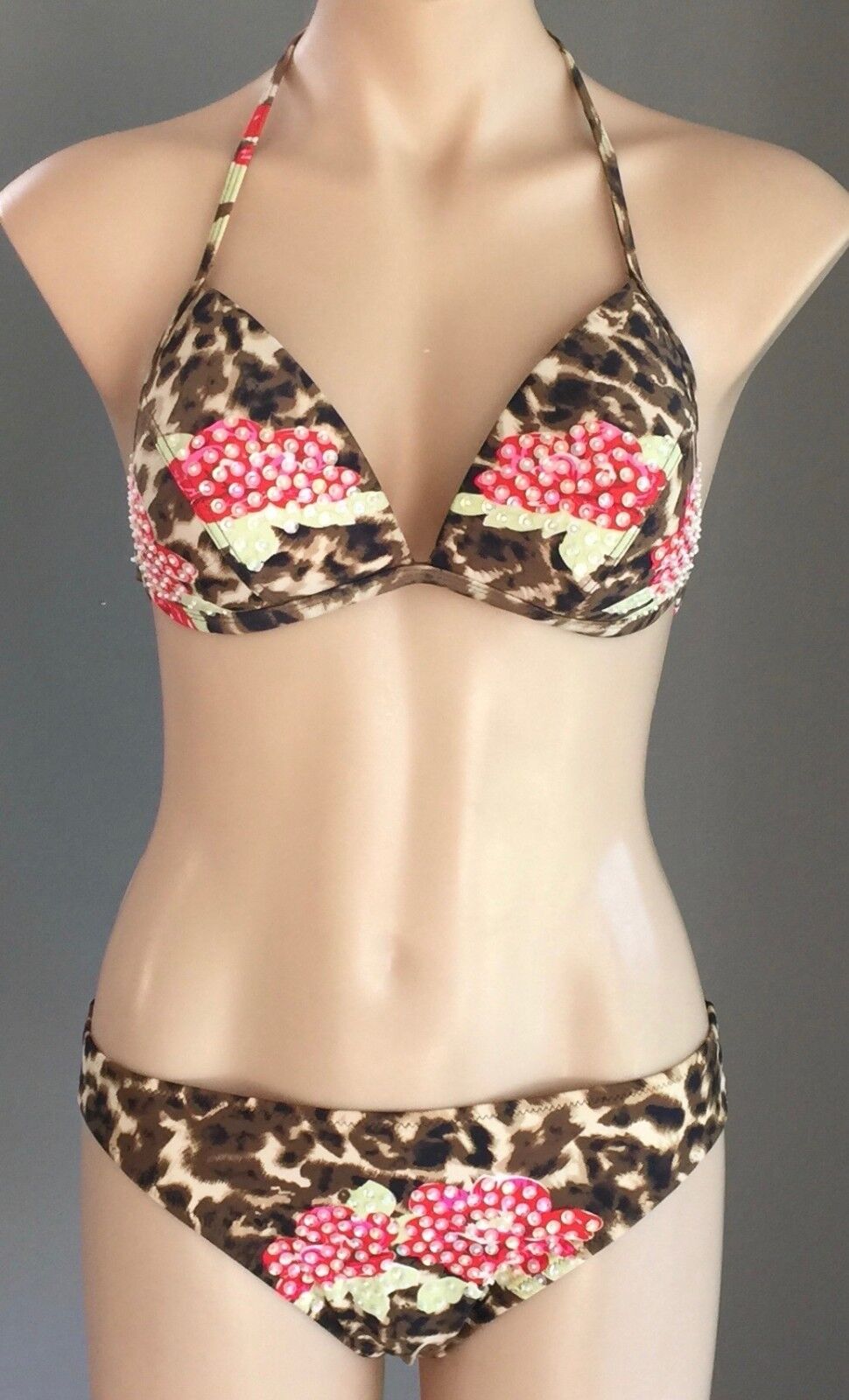 APART Bikini Sequin & Bead Embellished Animal & Floral Print Size 12C 12 NEW