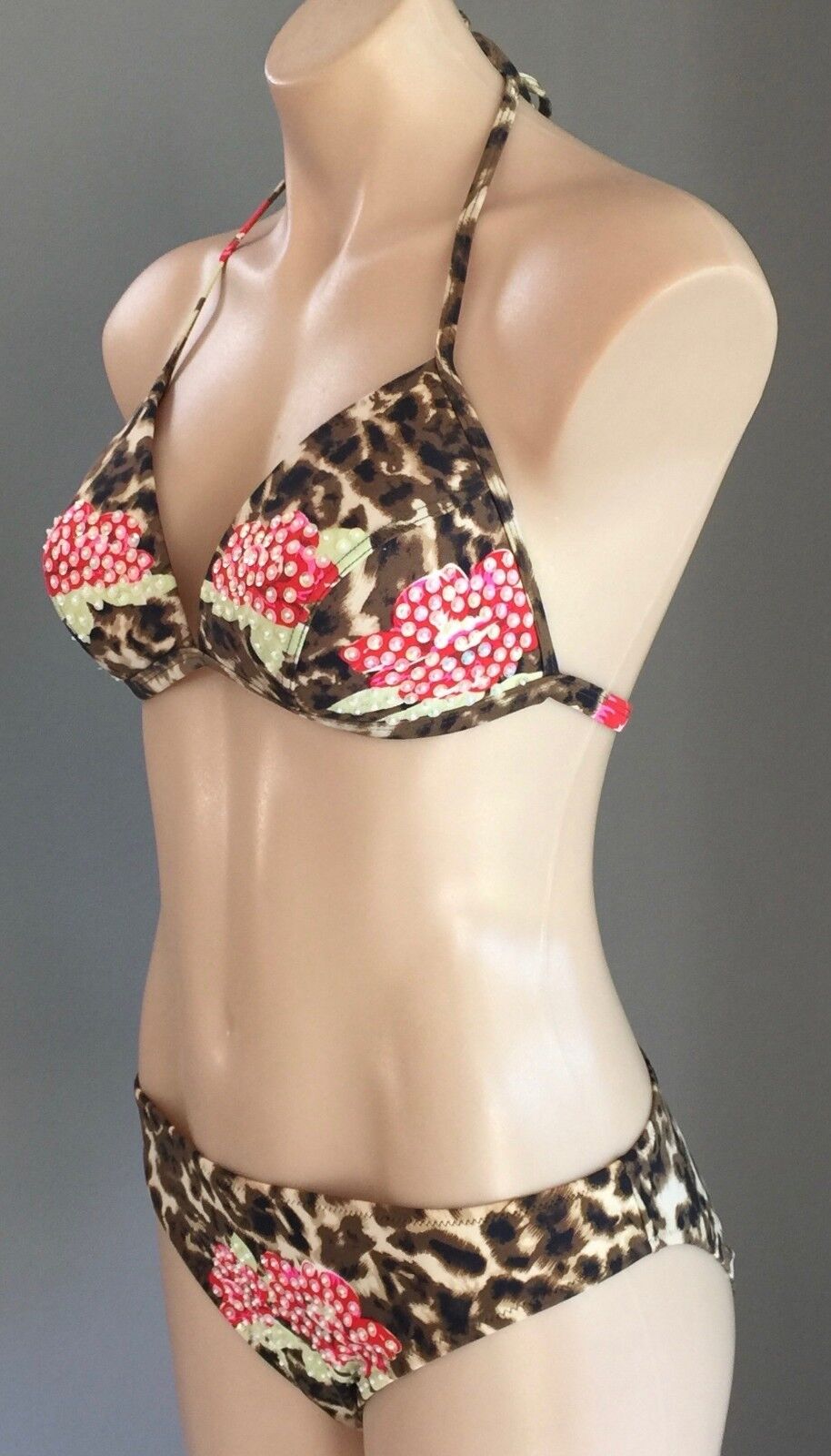 APART Bikini Sequin & Bead Embellished Animal & Floral Print Size 12C 12 NEW